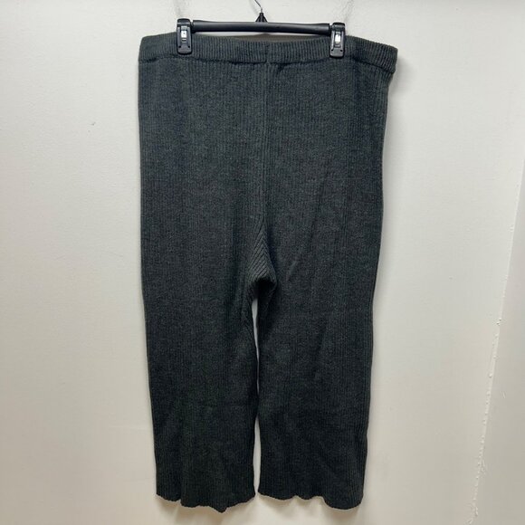 Eloquii Gray Ribbed Knit Wide-Leg Pants With Drawstring Waist 22/24 - Picture 10 of 11